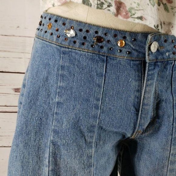 Zoey Beth jeweled wide‎ leg capris bermuda denim jean size 5 shorts - Picture 4 of 8
